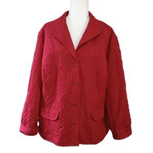 Covington Red Quilted Button Up 2X 20-22W Women's Collared Jacket Coat Plus Size